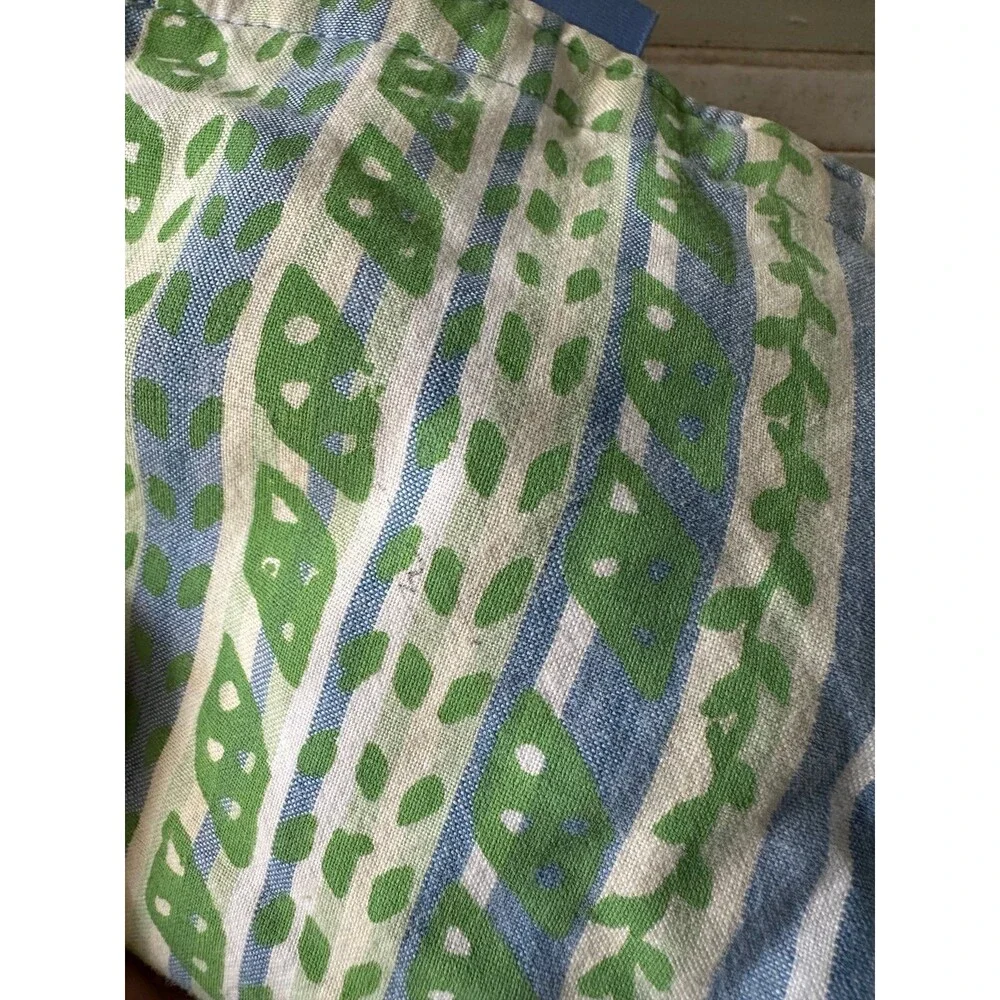 Handmade Hawaiian Silkscreen Stripe Hook Loop Closure Nylon Lined Cosmetic Pouch